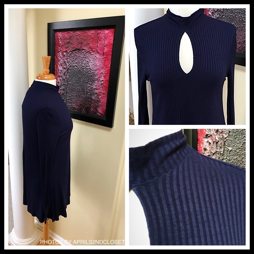 FREE PEOPLE RIBBED TUNIC MOCK NECK PULLOVER TOP - Picture 6 of 8